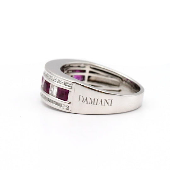 Damiani Ring 750 K18WG%, Ruby % Purple Silver Women Used Authentic