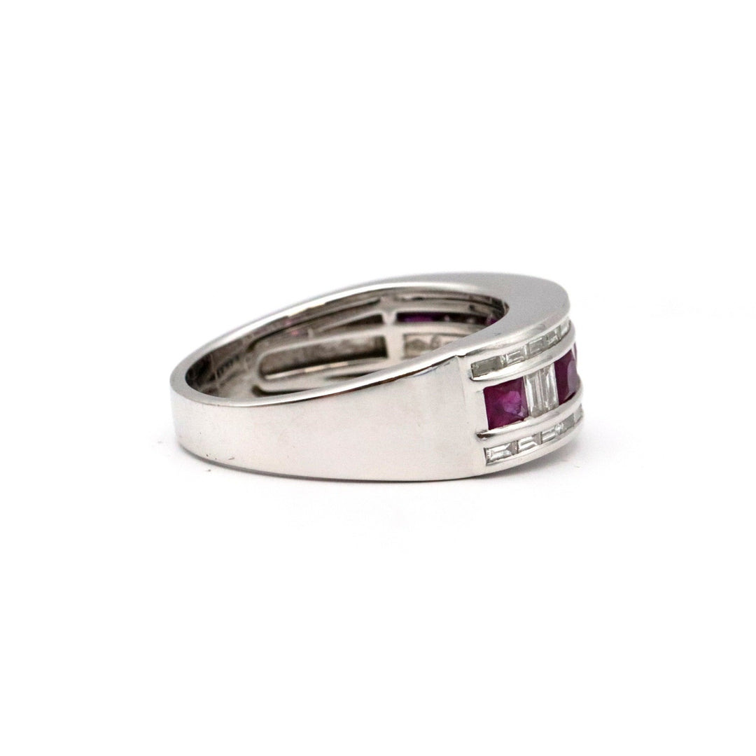 Damiani Ring 750 K18WG%, Ruby % Purple Silver Women Used Authentic