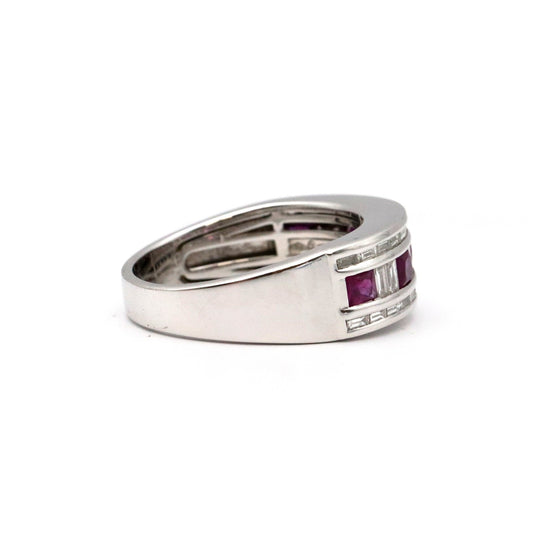 Damiani Ring 750 K18WG%, Ruby % Purple Silver Women Used Authentic
