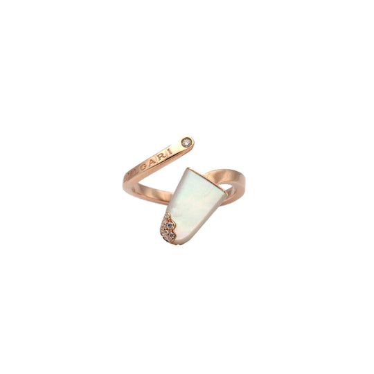 BVLGARI Ring Diamond, AU750 K18PG Pink gold Women Used Authentic