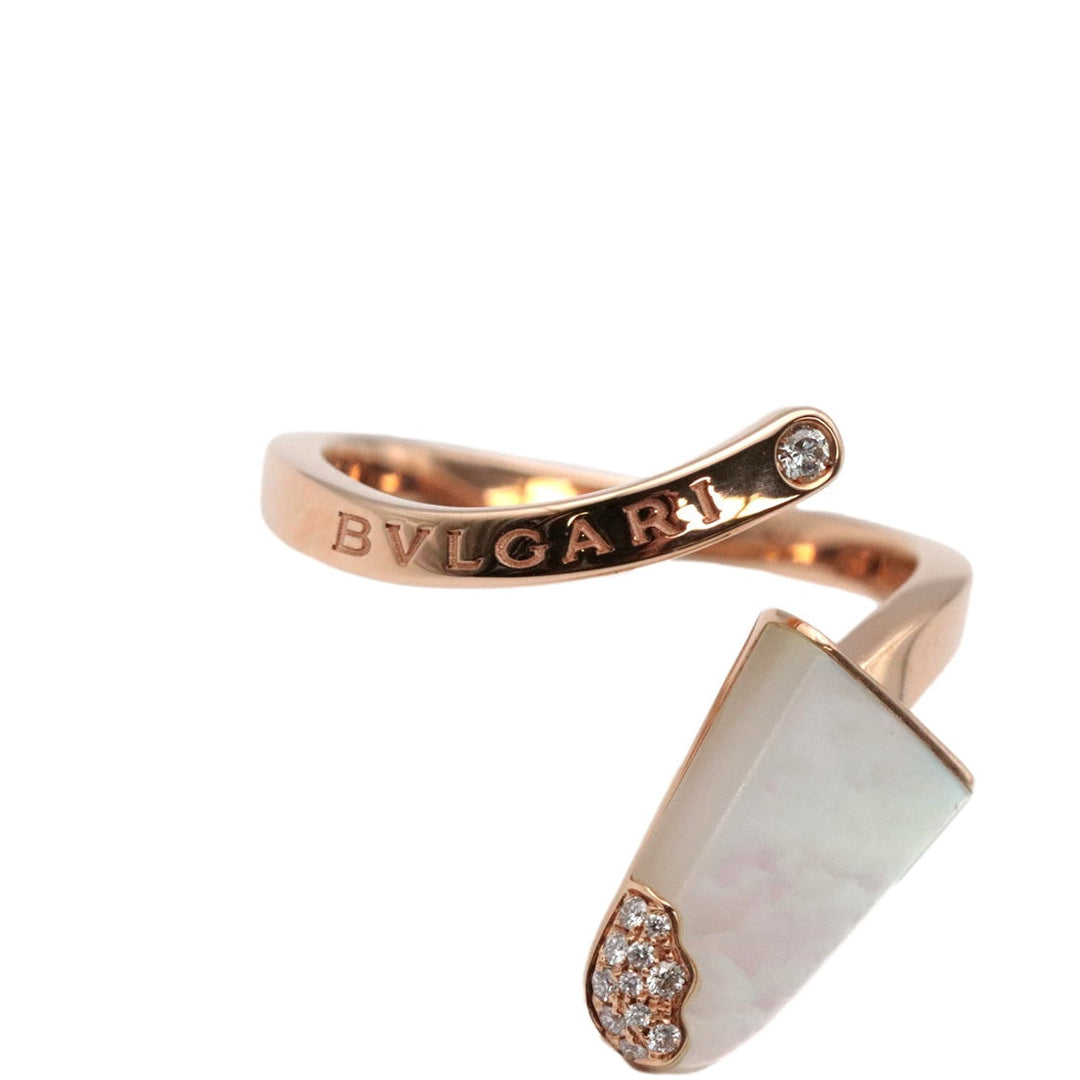 BVLGARI Ring Diamond, AU750 K18PG Pink gold Women Used Authentic