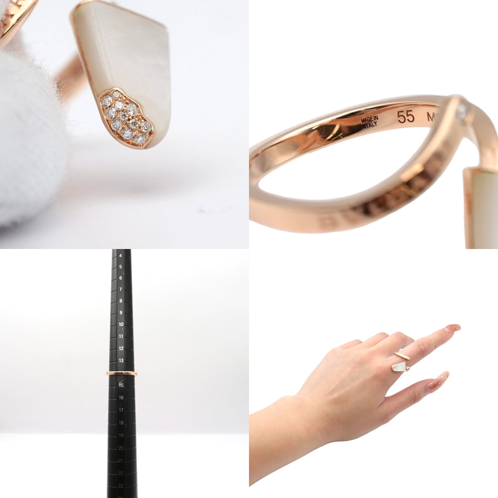 BVLGARI Ring Diamond, AU750 K18PG Pink gold Women Used Authentic