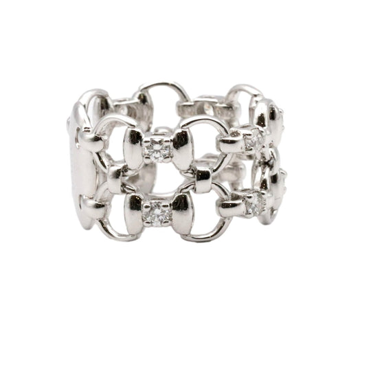 GUCCI Ring Diamond, 750 K18WG Silver Women Used Authentic