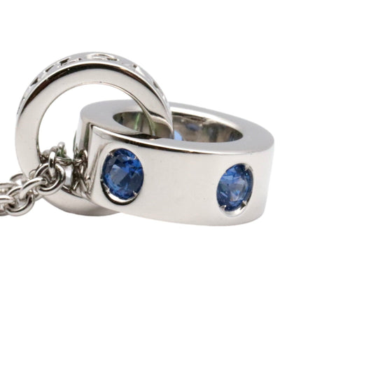 BVLGARI Necklace Au750 K18WG, Sapphire Silver Women Used Authentic