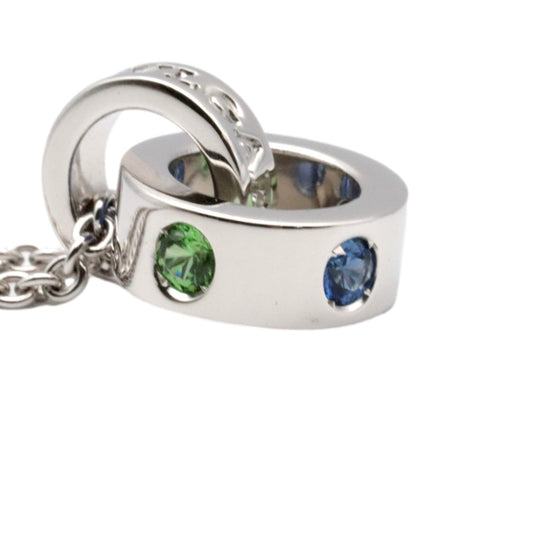 BVLGARI Necklace Au750 K18WG, Sapphire Silver Women Used Authentic