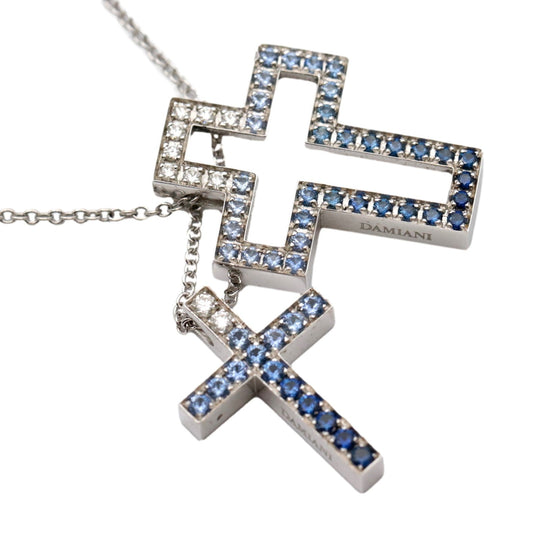 Damiani Necklace 750%, K18WG%, sapphire, diamond blue Women Used Authentic