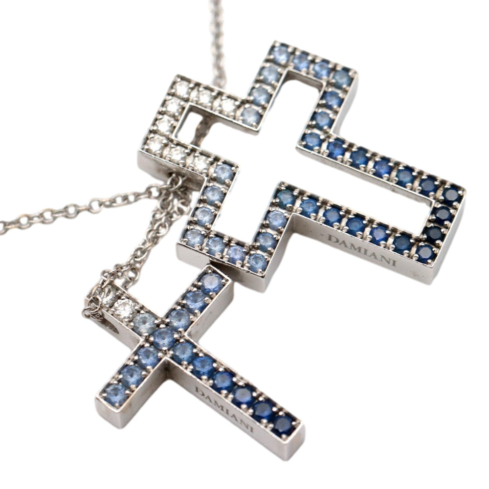Damiani Necklace 750%, K18WG%, sapphire, diamond Blue clear Women Used Authentic