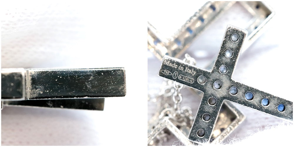 Damiani Necklace 750%, K18WG%, sapphire, diamond Blue clear Women Used Authentic