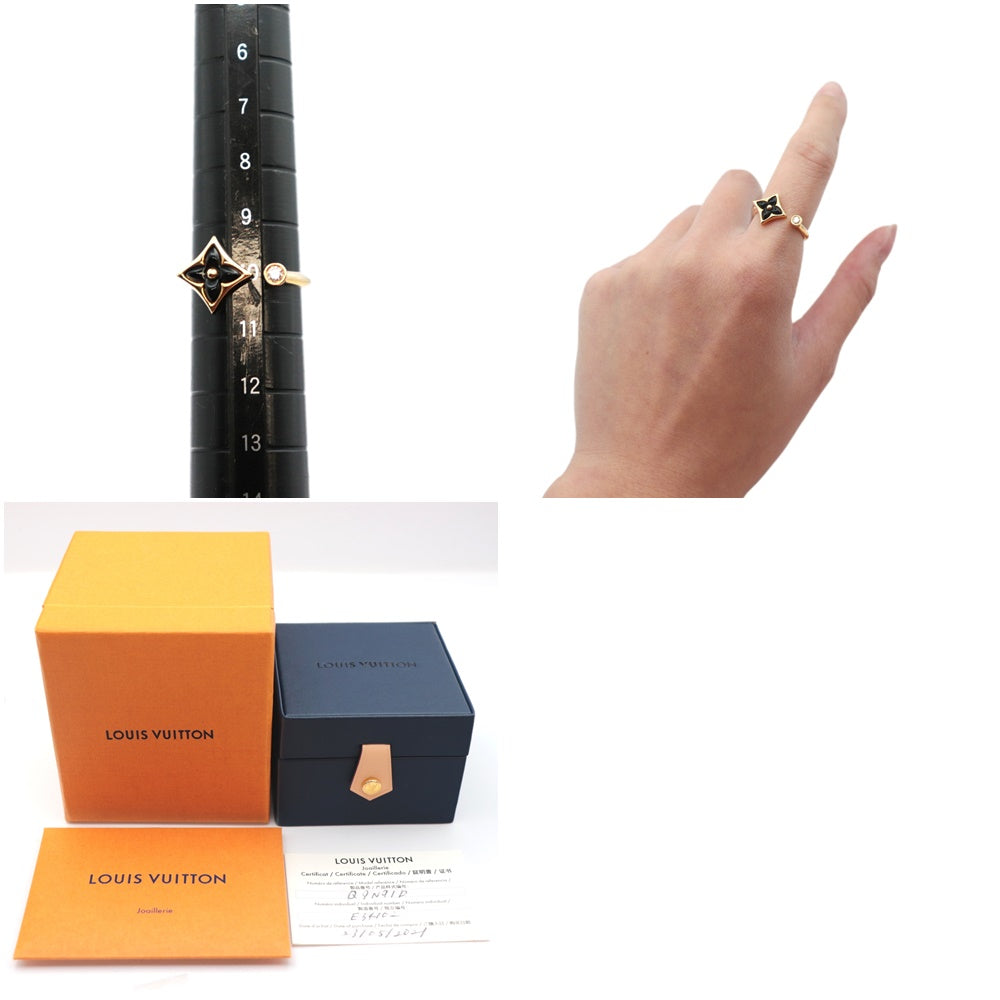 LOUIS VUITTON Ring Au750, Onyx, K18YG, Diamond Black gold Women 50 Used Authentic