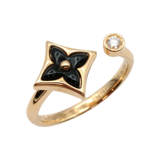 LOUIS VUITTON Ring Au750, Onyx, K18YG, Diamond Black gold Women 50 Used Authentic