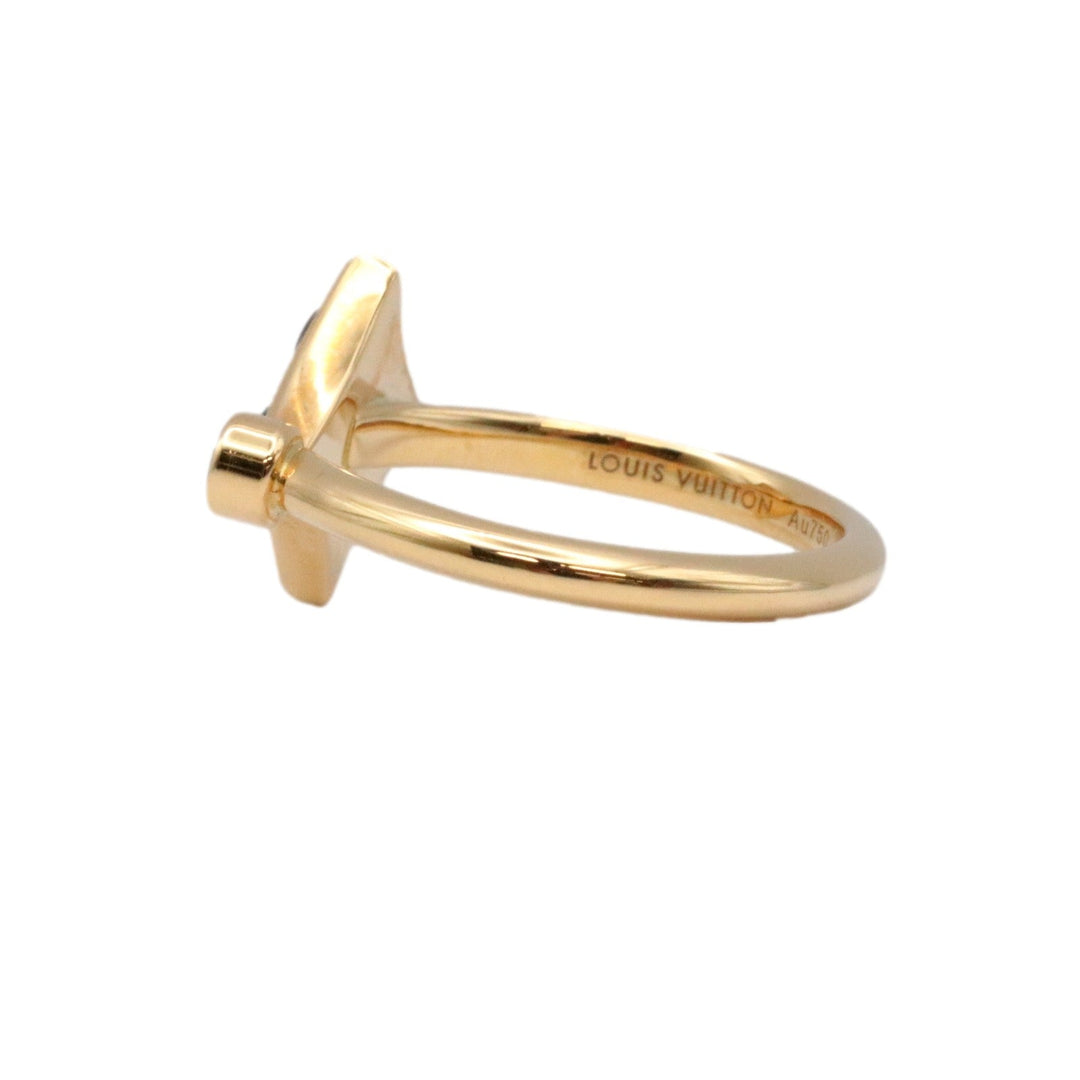 LOUIS VUITTON Ring Au750, Onyx, K18YG, Diamond Black gold Women 50 Used Authentic