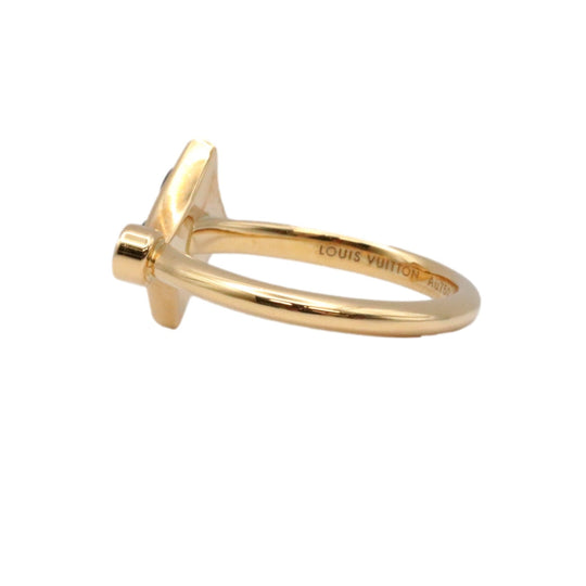 LOUIS VUITTON Ring Au750, Onyx, K18YG, Diamond Black gold Women 50 Used Authentic