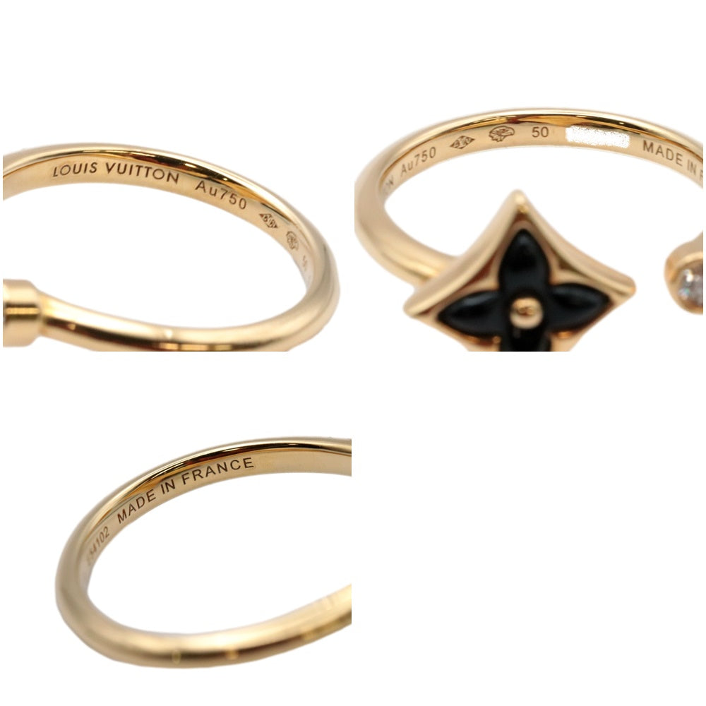 LOUIS VUITTON Ring Au750, Onyx, K18YG, Diamond Black gold Women 50 Used Authentic