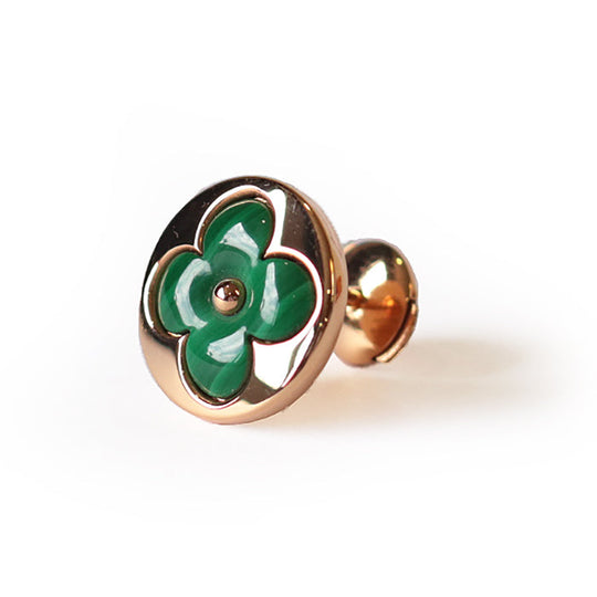 LOUIS VUITTON Pierce K18PG, Au750, Malachite, K18PG Green, Gold For one ear Sun Blossom Pierce BB Women Used Authentic
