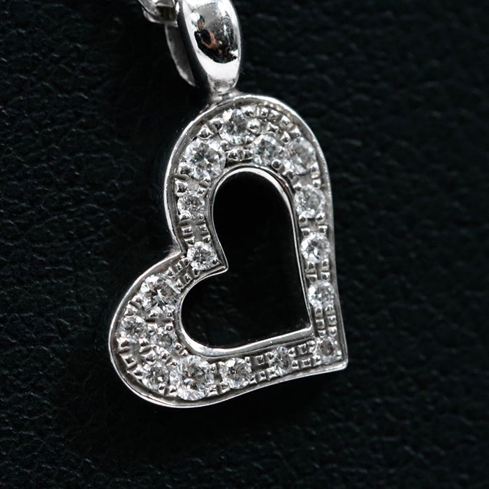 PIAGET Necklace K18WG, Diamond, K18WG Clear, Silver Limelight Heart Necklace Women Used Authentic