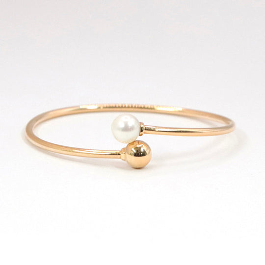TIFFANY&Co. Bangle K18PG Au750, Pearl gold Hardware Pearl Ball Women Used Authentic