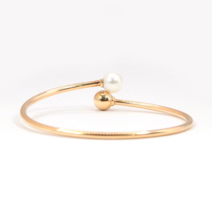 TIFFANY&Co. Bangle K18PG Au750, Pearl gold Hardware Pearl Ball Women Used Authentic