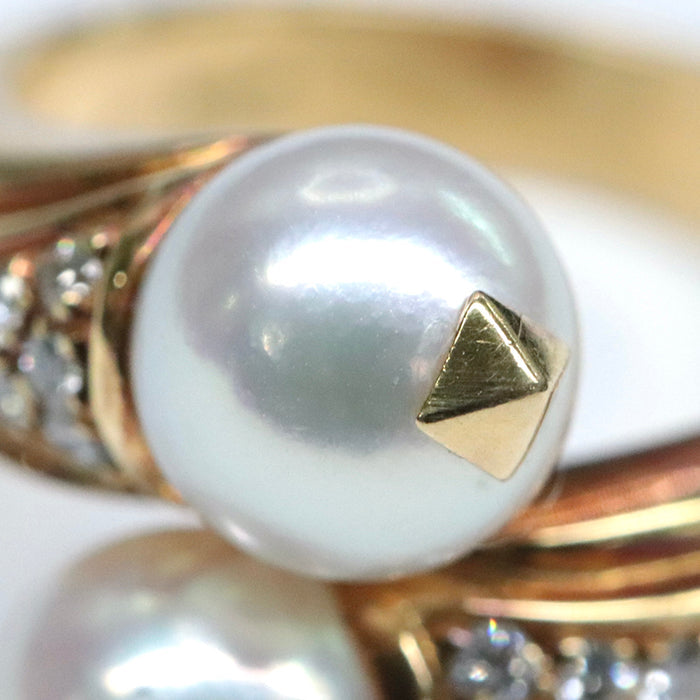 BVLGARI Ring Au750, K18YG, K18YG, pearl, diamond white Women Used Authentic