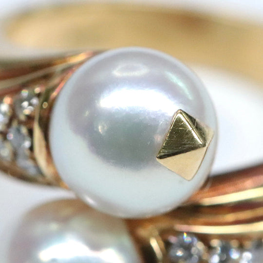 BVLGARI Ring Au750, K18YG, K18YG, pearl, diamond white Women Used Authentic