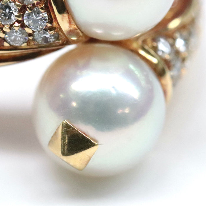 BVLGARI Ring Au750, K18YG, K18YG, pearl, diamond white Women Used Authentic