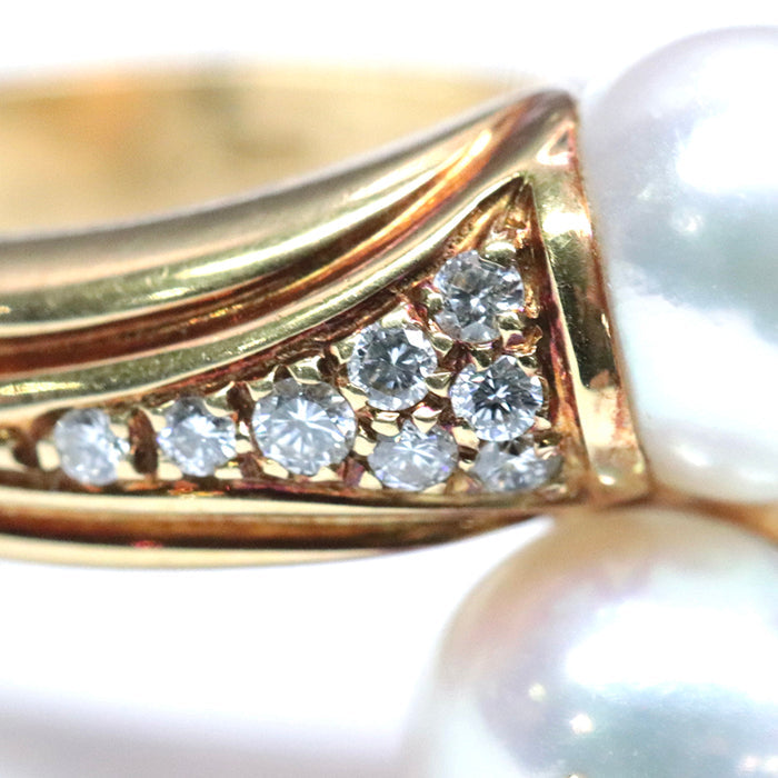 BVLGARI Ring Au750, K18YG, K18YG, pearl, diamond white Women Used Authentic