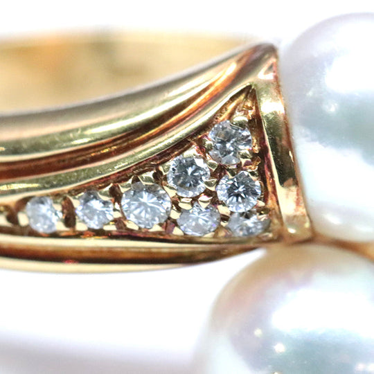 BVLGARI Ring Au750, K18YG, K18YG, pearl, diamond white Women Used Authentic