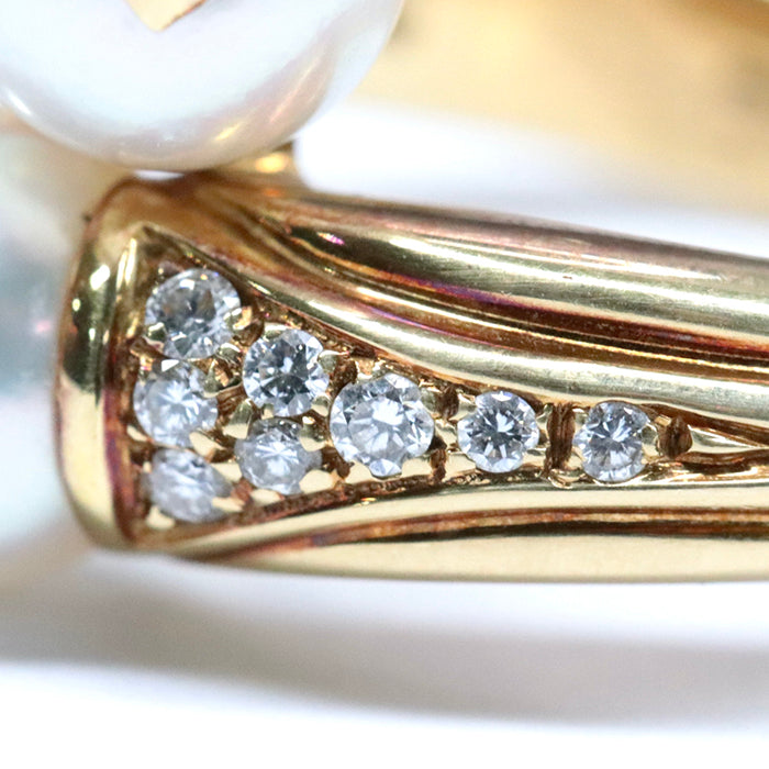 BVLGARI Ring Au750, K18YG, K18YG, pearl, diamond white Women Used Authentic