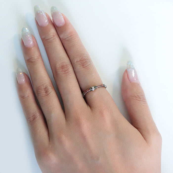 GUCCI Ring 526576 J8540 8000 Au750, K18YG, K18YG, Topaz, Diamond multicolor Black Diamond , Red Sapphire Ouroboros Ring Women Used Authentic