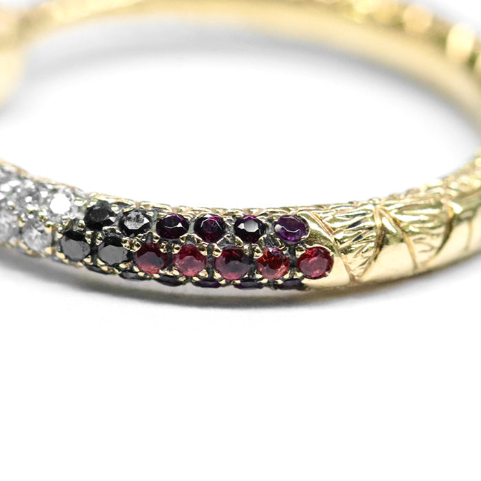 GUCCI Ring 526576 J8540 8000 Au750, K18YG, K18YG, Topaz, Diamond multicolor Black Diamond , Red Sapphire Ouroboros Ring Women Used Authentic