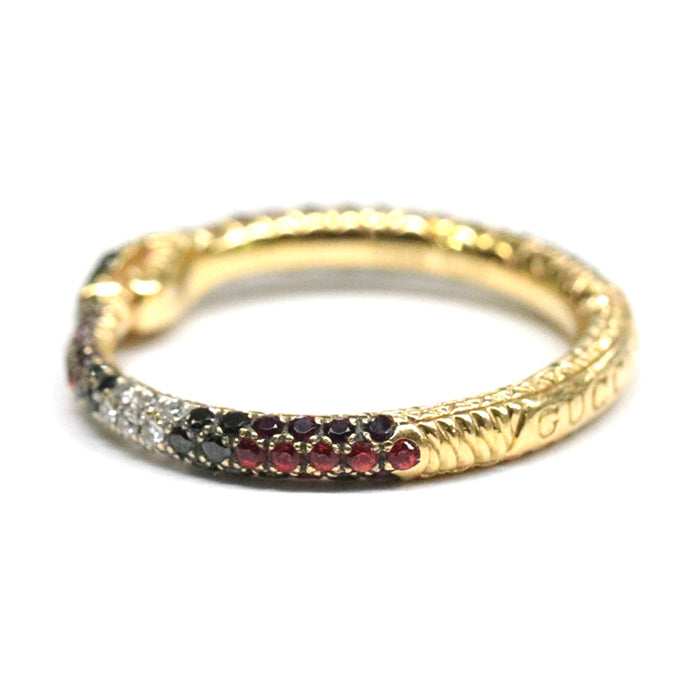 GUCCI Ring 526576 J8540 8000 Au750, K18YG, K18YG, Topaz, Diamond multicolor Black Diamond , Red Sapphire Ouroboros Ring Women Used Authentic