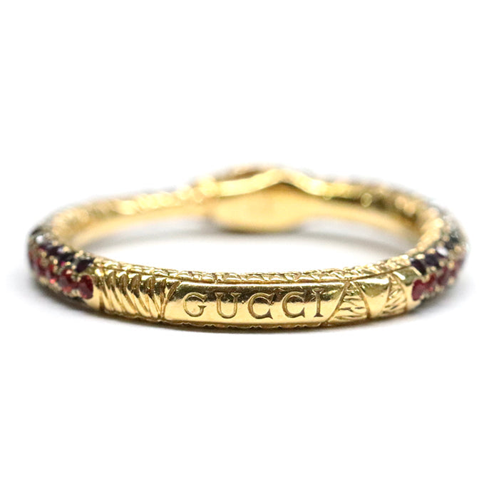GUCCI Ring 526576 J8540 8000 Au750, K18YG, K18YG, Topaz, Diamond multicolor Black Diamond , Red Sapphire Ouroboros Ring Women Used Authentic