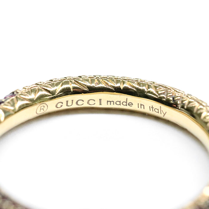 GUCCI Ring 526576 J8540 8000 Au750, K18YG, K18YG, Topaz, Diamond multicolor Black Diamond , Red Sapphire Ouroboros Ring Women Used Authentic