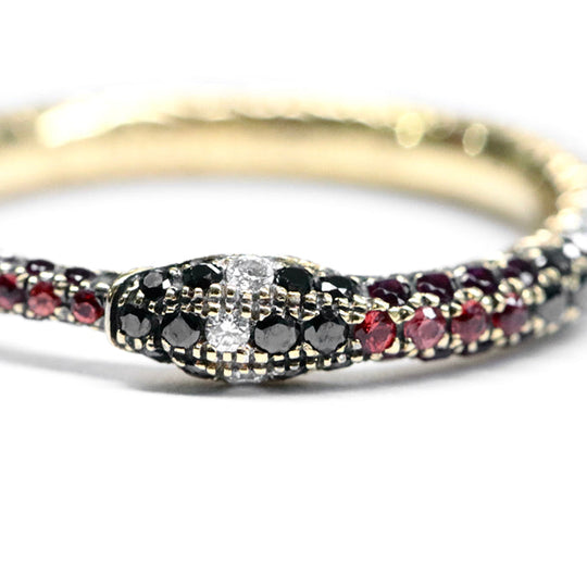 GUCCI Ring 526576 J8540 8000 Au750, K18YG, K18YG, Topaz, Diamond multicolor Black Diamond , Red Sapphire Ouroboros Ring Women Used Authentic