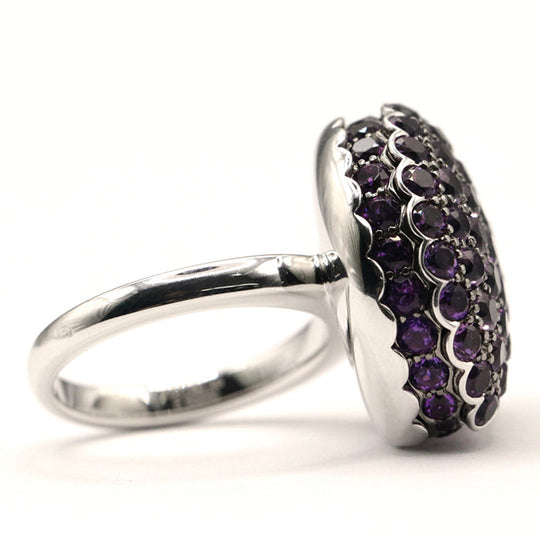 Boucheron Ring Au750%, K18WG%, K18WG, Amethyst purple Tantation Macaron Ring Women 49 Used Authentic