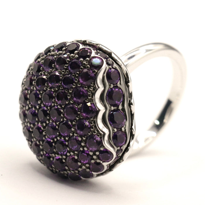Boucheron Ring Au750%, K18WG%, K18WG, Amethyst purple Tantation Macaron Ring Women 49 Used Authentic