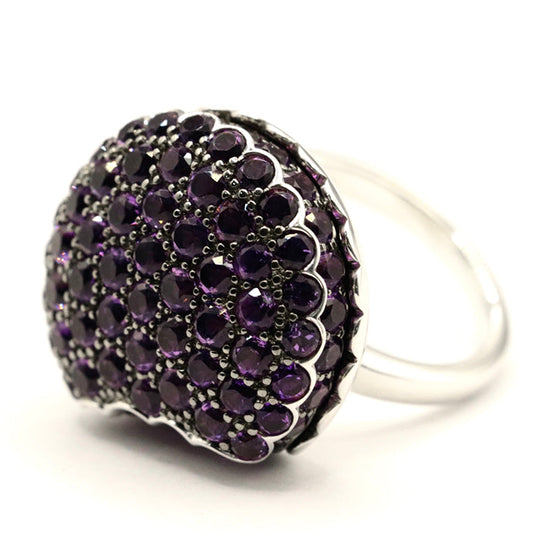 Boucheron Ring Au750%, K18WG%, K18WG, Amethyst purple Tantation Macaron Ring Women 49 Used Authentic