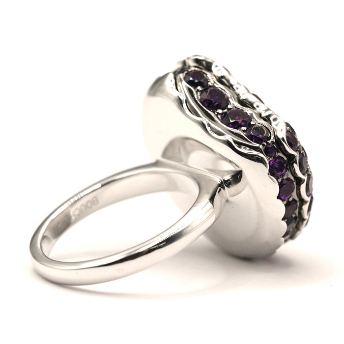 Boucheron Ring Au750%, K18WG%, K18WG, Amethyst purple Tantation Macaron Ring Women 49 Used Authentic
