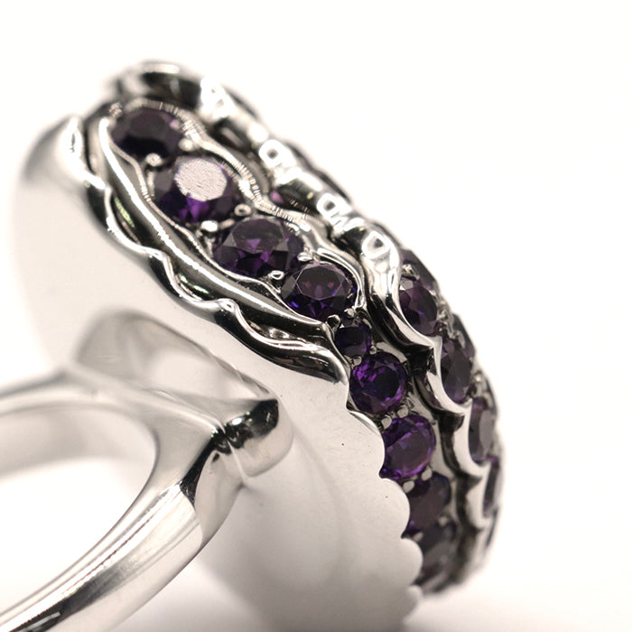 Boucheron Ring Au750%, K18WG%, K18WG, Amethyst purple Tantation Macaron Ring Women 49 Used Authentic
