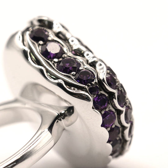 Boucheron Ring Au750%, K18WG%, K18WG, Amethyst purple Tantation Macaron Ring Women 49 Used Authentic