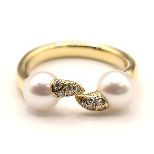TASAKI Ring RPI-4503 Au750%, K18YG%, K18YG, pearl, diamond white Women Used Authentic