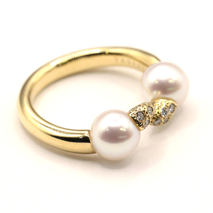 TASAKI Ring RPI-4503 Au750%, K18YG%, K18YG, pearl, diamond white Women Used Authentic