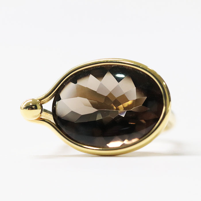 Georg Jensen Ring K18YG , Au750 gold Torun Ring Savannah Smoky Quartz Women Used Authentic