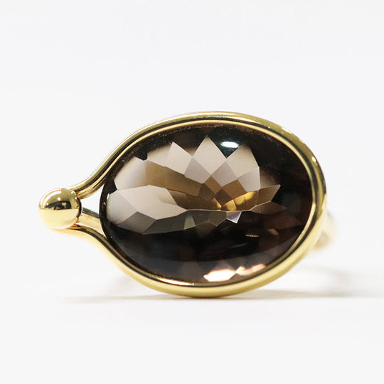 Georg Jensen Ring K18YG , Au750 gold Torun Ring Savannah Smoky Quartz Women Used Authentic