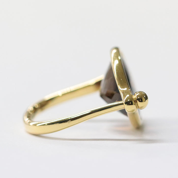 Georg Jensen Ring K18YG , Au750 gold Torun Ring Savannah Smoky Quartz Women Used Authentic
