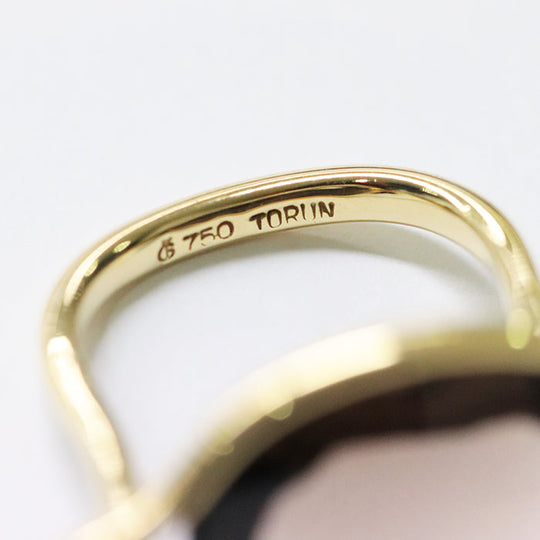 Georg Jensen Ring K18YG , Au750 gold Torun Ring Savannah Smoky Quartz Women Used Authentic