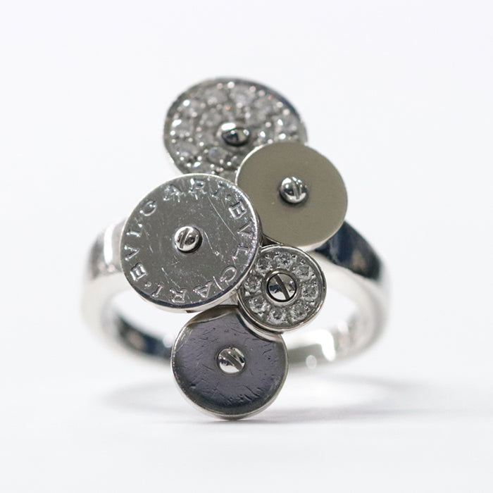 BVLGARI Ring Au750 , K18WG Silver Chicladi Women Used Authentic