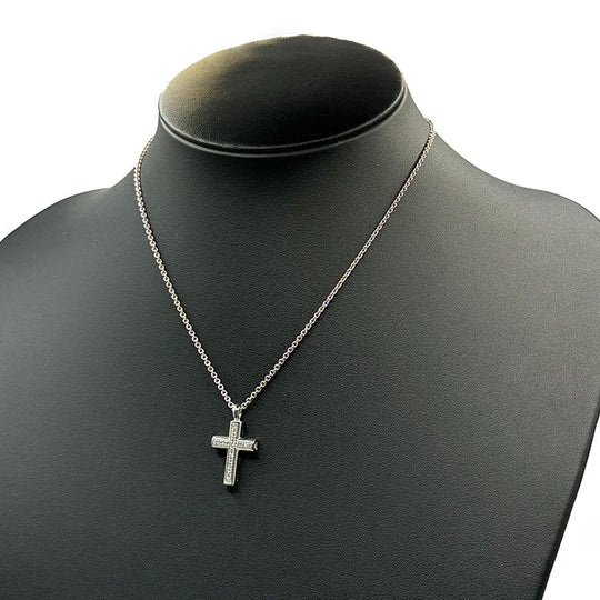BVLGARI Necklace Au750%, K18WG, Stone Silver Women Used Authentic
