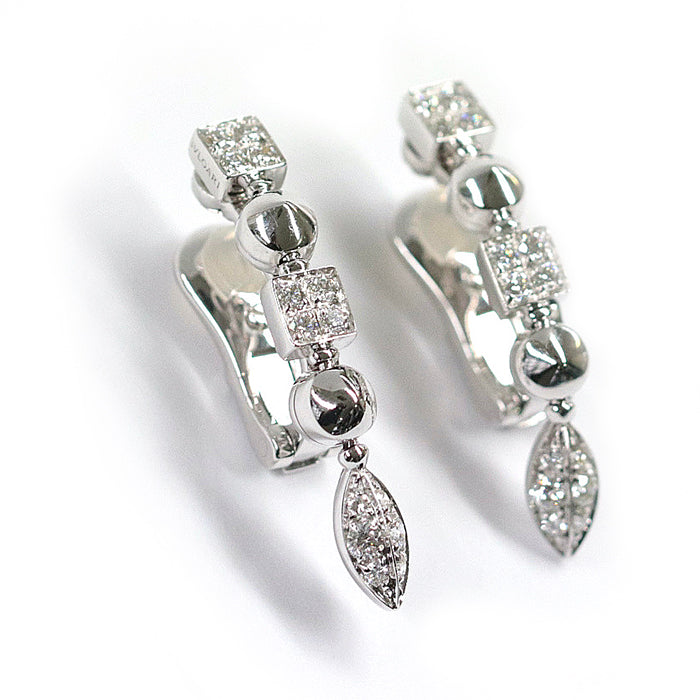 BVLGARI Pierce K18WG%, Au750%, K18WG, Diamond Clear Silver Women Used Authentic