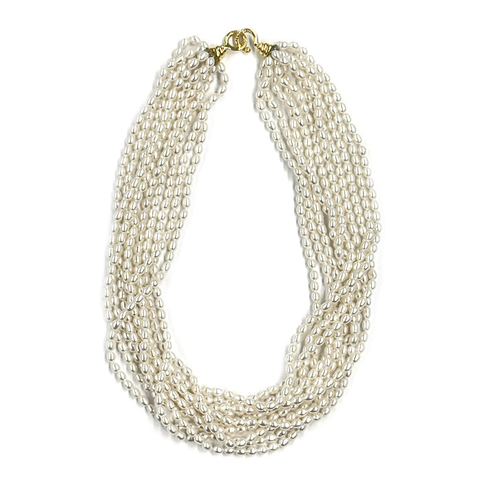 TIFFANY&Co. Necklace K18YG , Au750 white Paloma Picasso Elsa Peretti 10 strand pearl Women Used Authentic