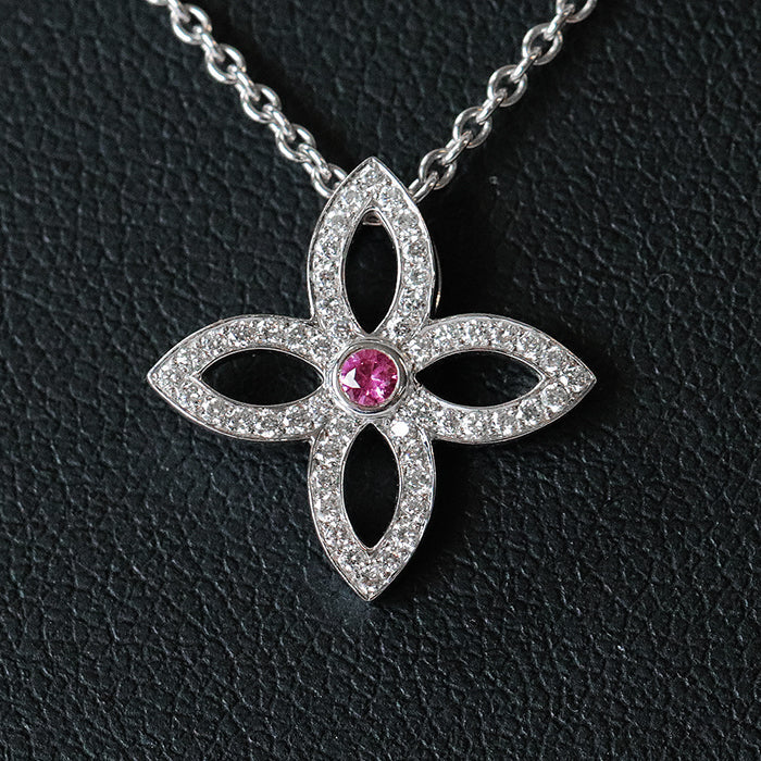LOUIS VUITTON Necklace K18WG, diamond, pink sapphire Silver Women Used Authentic